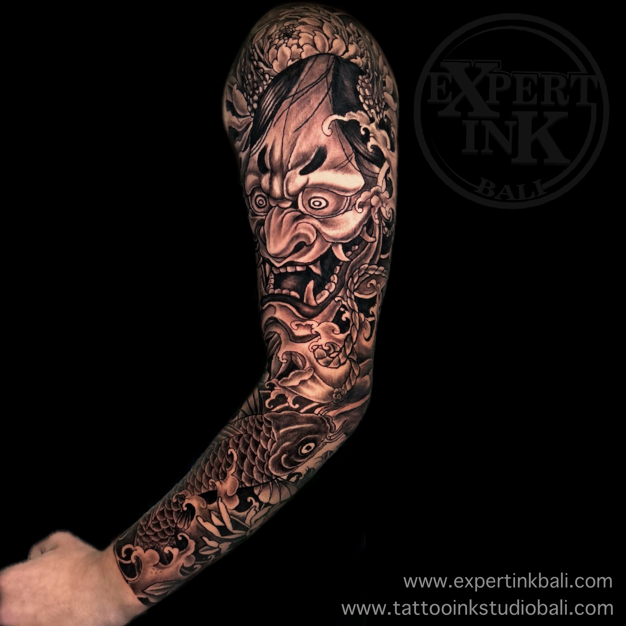 Japanese tattoo on the Arm by Expert Ink Bali, showcasing intricate shading and fine detailing.